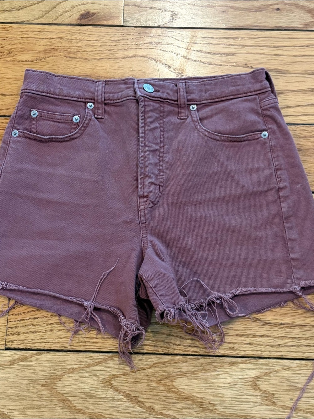 GAP Sz27 Women’s High-Rise Distressed Shorts - Dusty Mauve